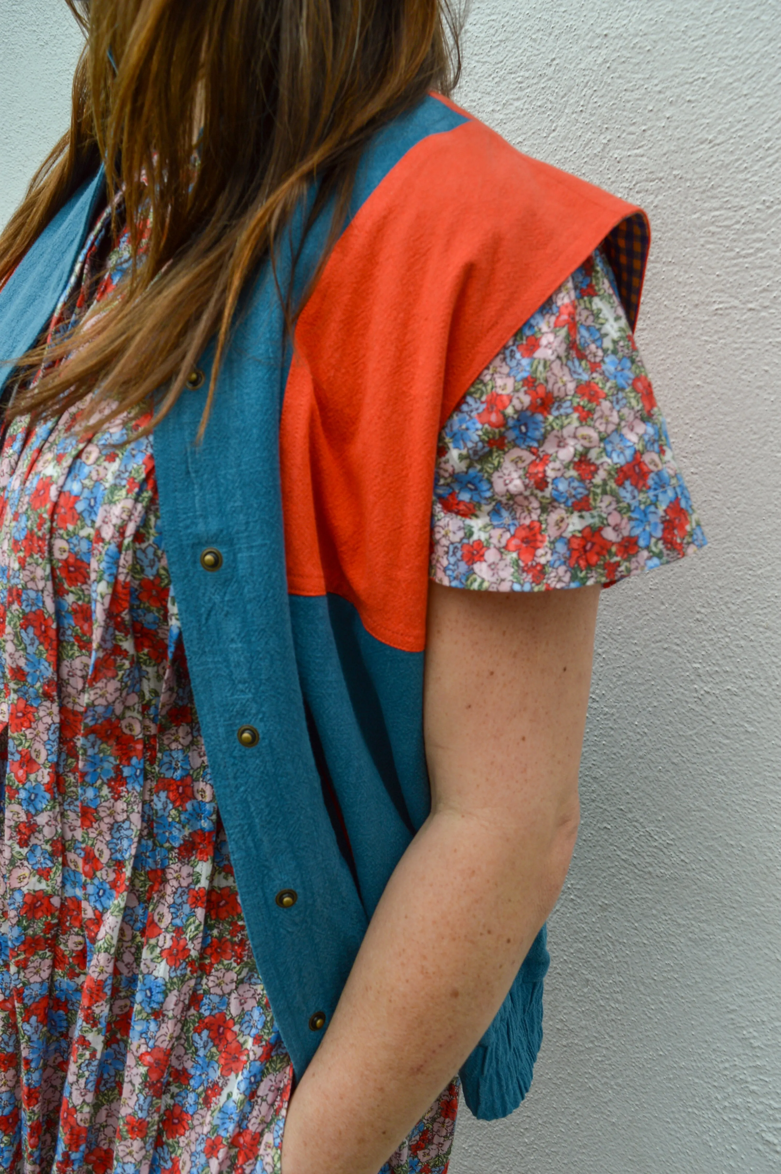 Lowie Cotton Linen Tomato Washed Blue Gilet