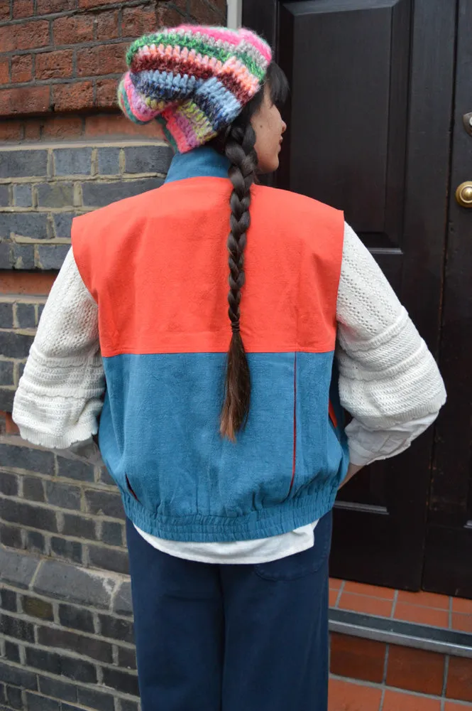 Lowie Cotton Linen Tomato Washed Blue Gilet