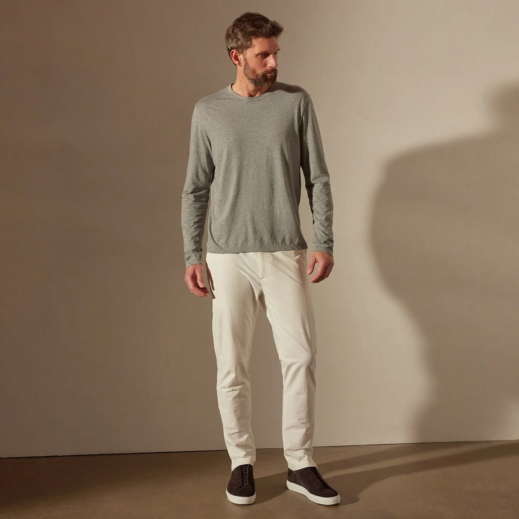 Luxe Lotus Jersey Crew - Heather Grey