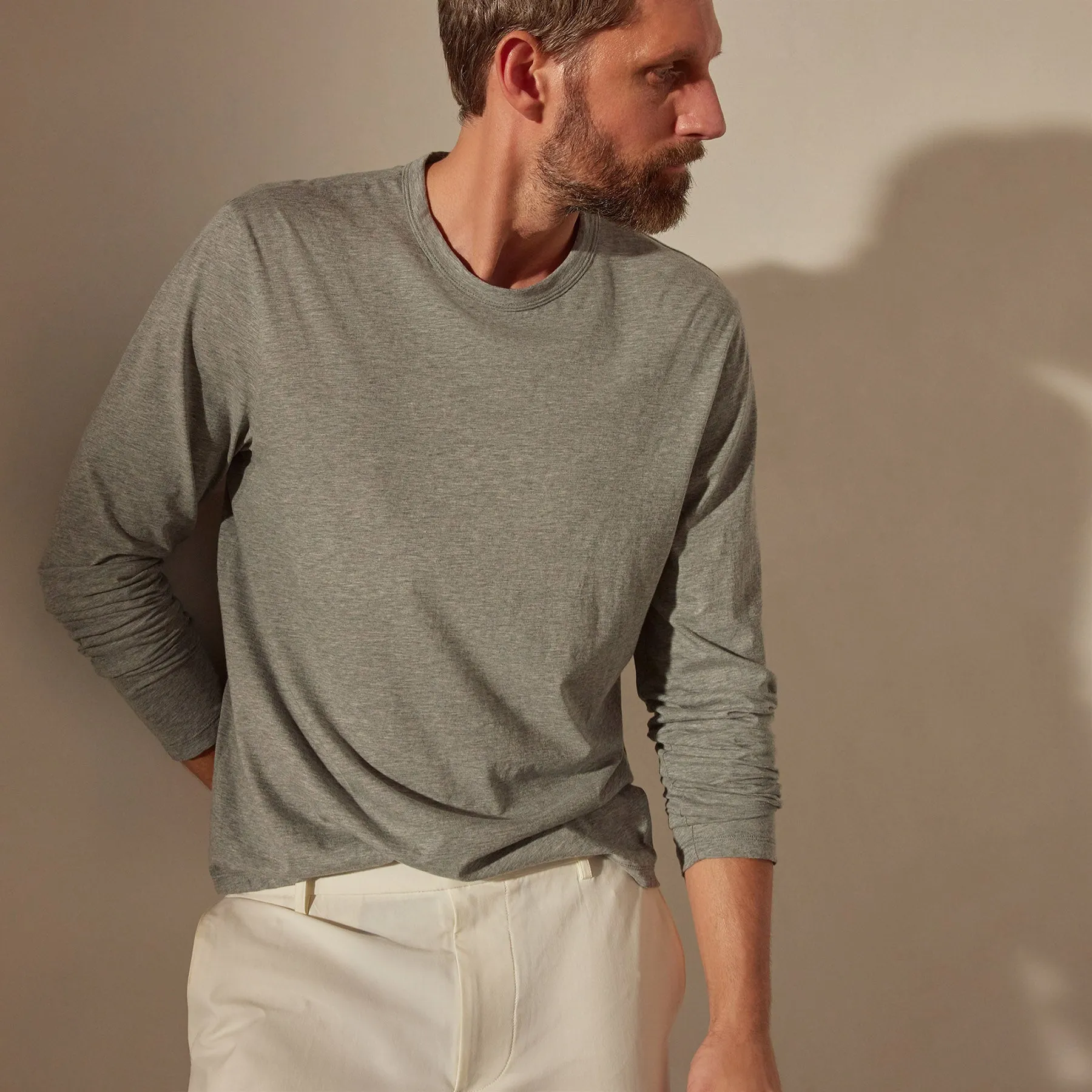 Luxe Lotus Jersey Crew - Heather Grey