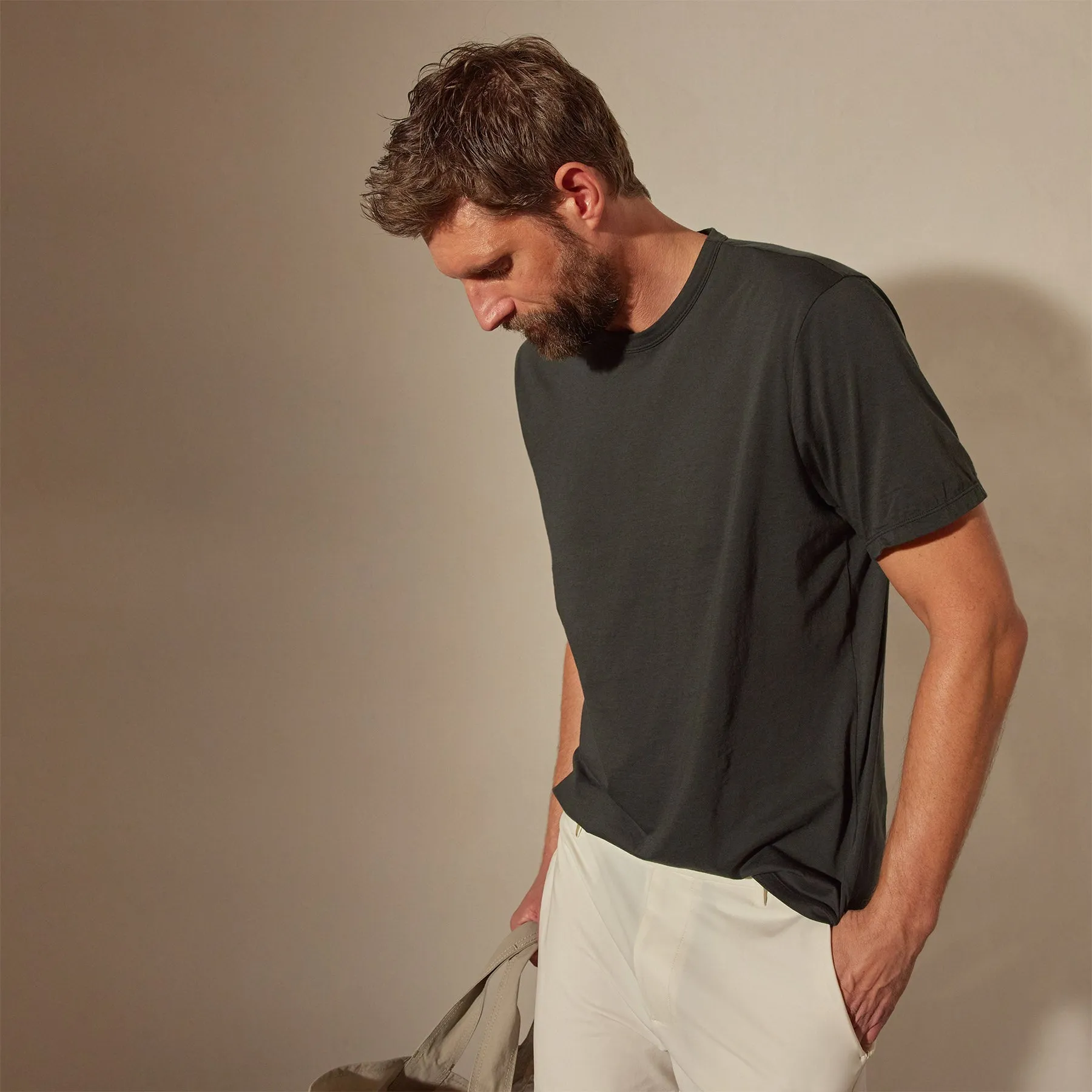 Luxe Lotus Jersey Tee - Carbon
