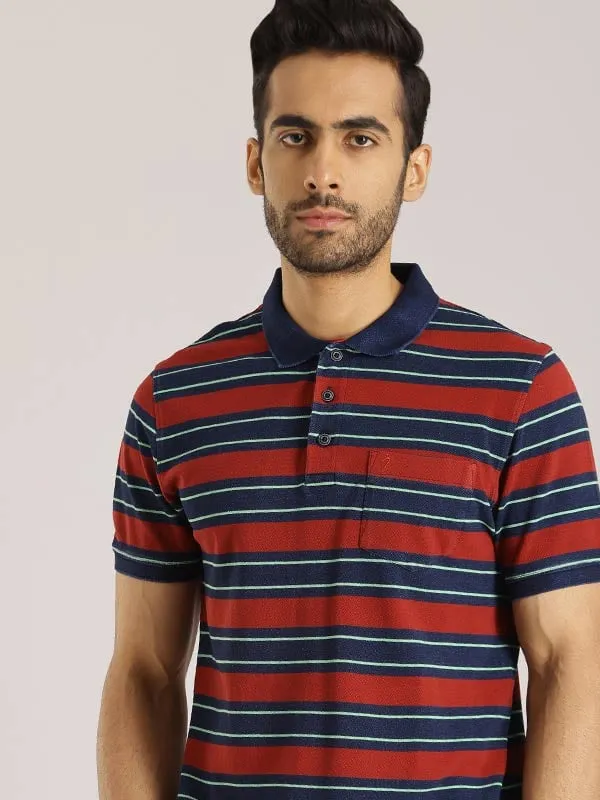 Men Striped Polo T-Shirt