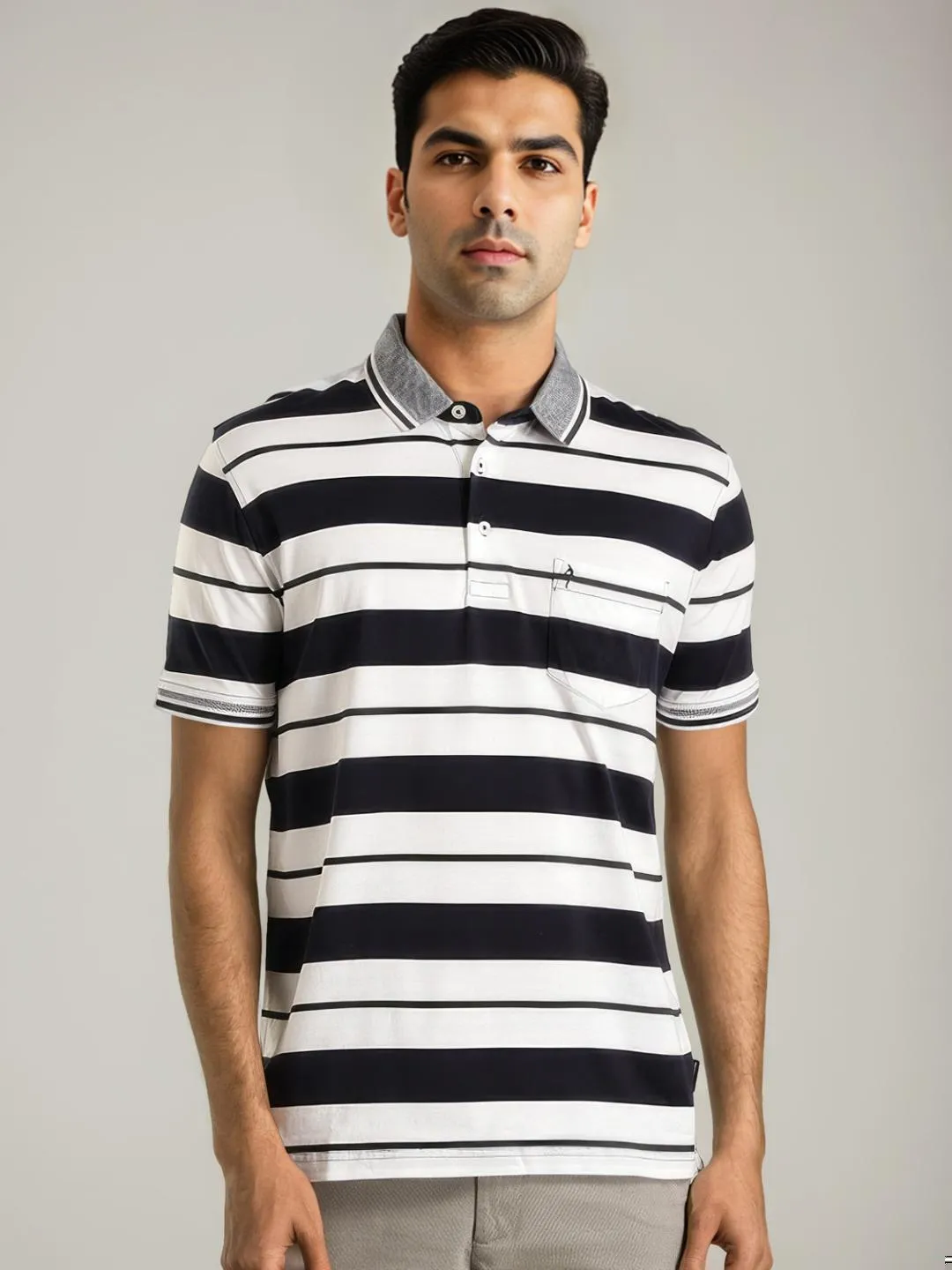 Men Striped Polo T-Shirt