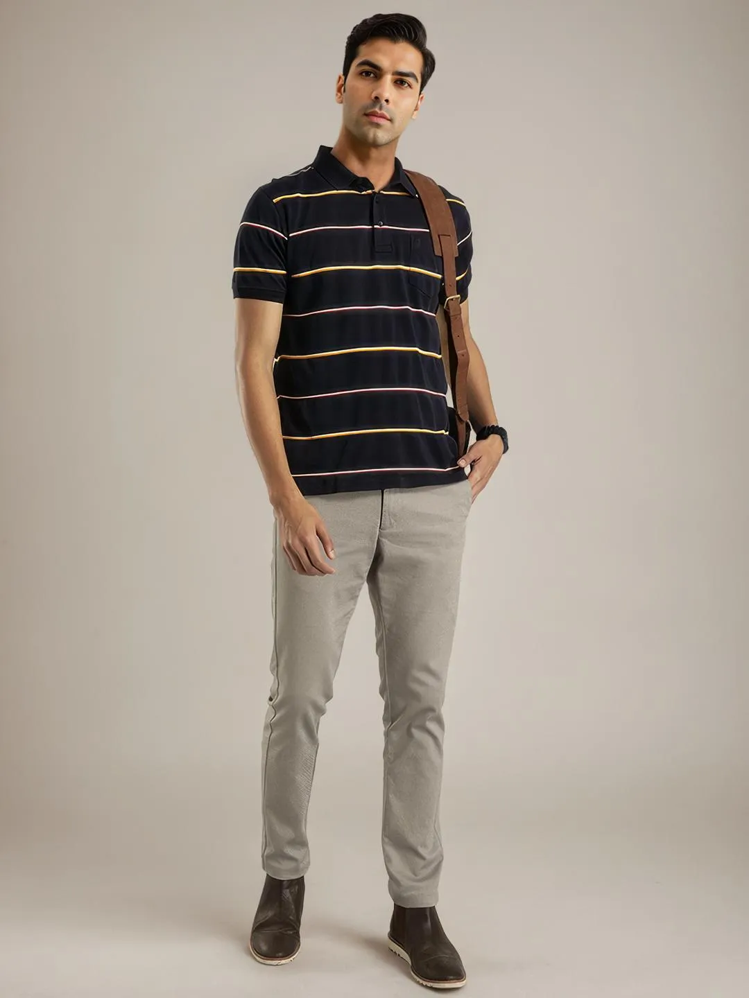 Men Striped Polo T-Shirt