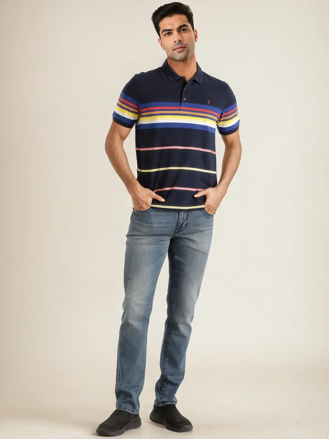 Men Striped Polo T-Shirt