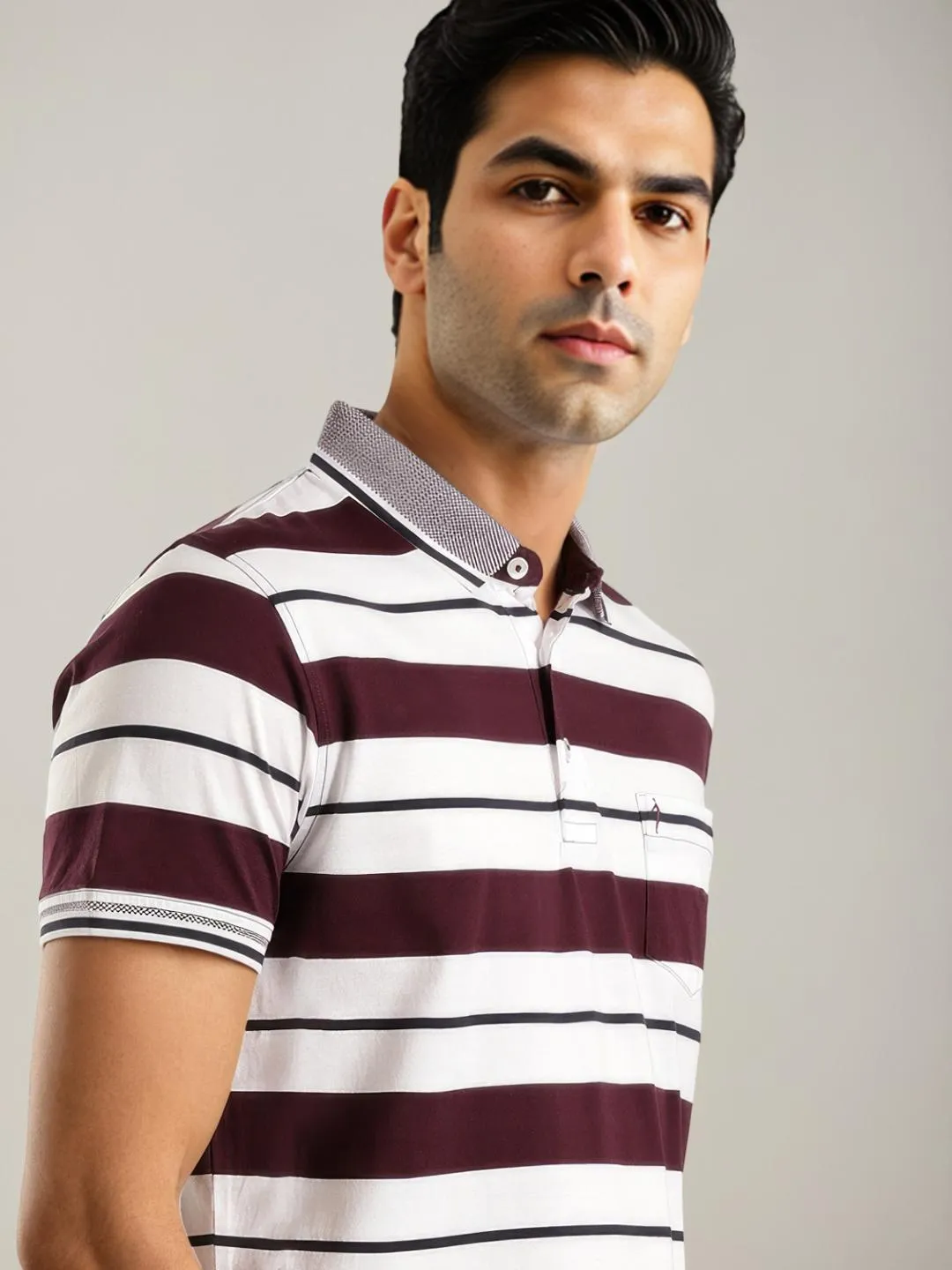 Men Striped Polo T-Shirt