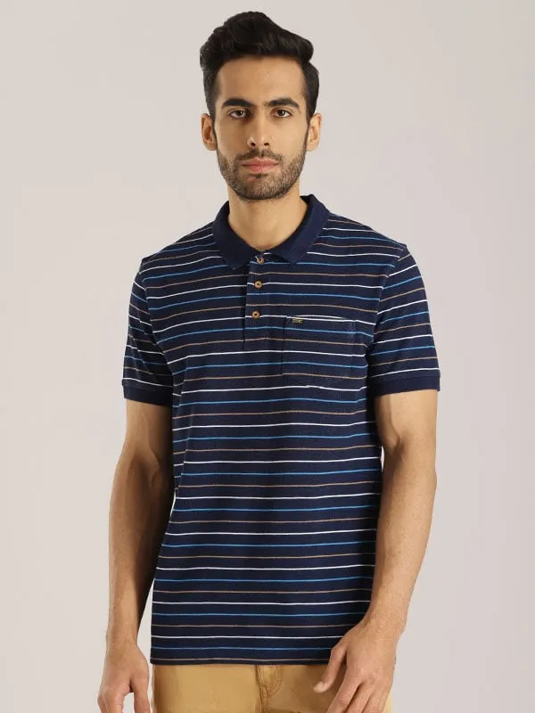 Men Striped Polo T-Shirt