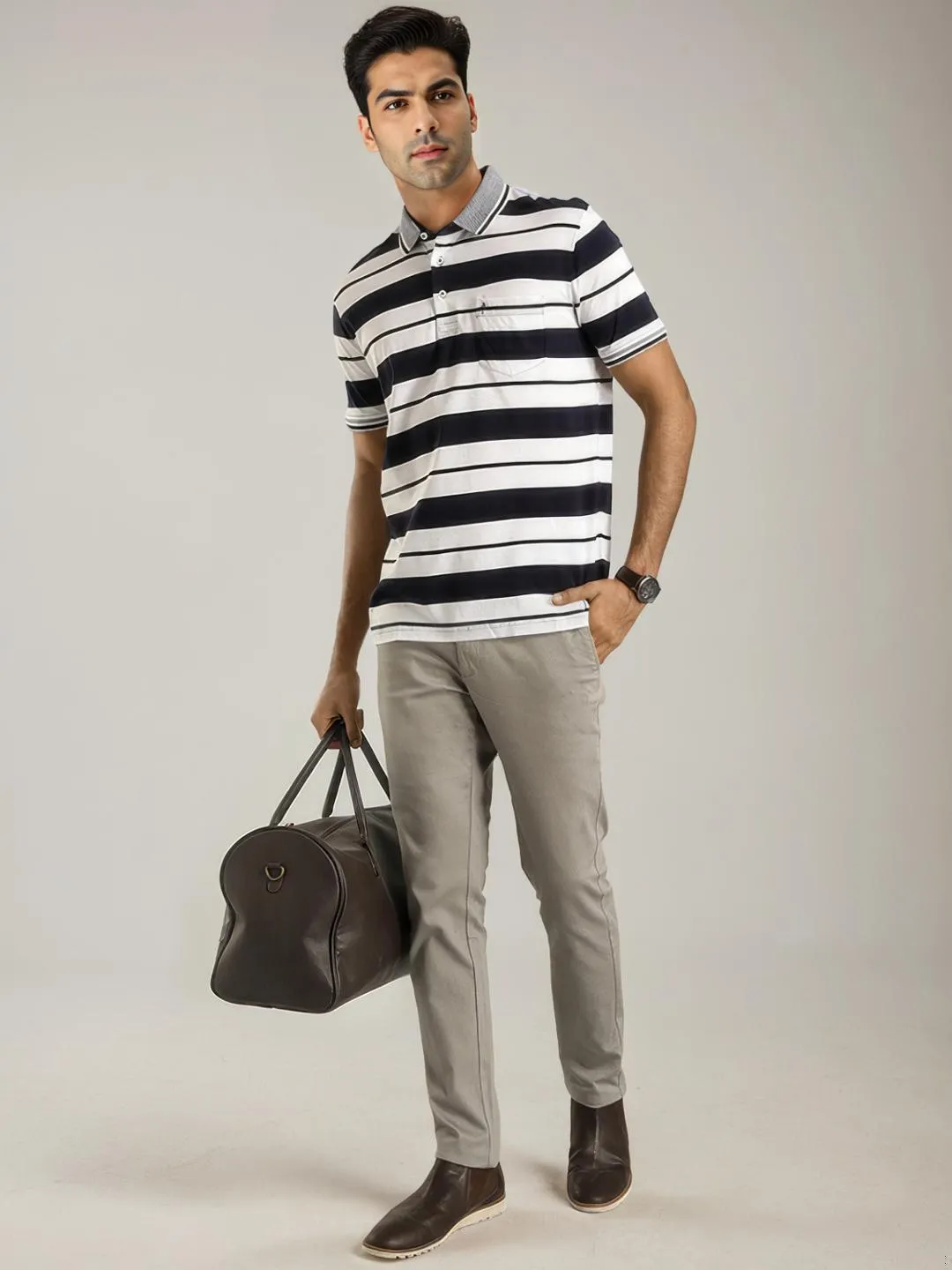 Men Striped Polo T-Shirt