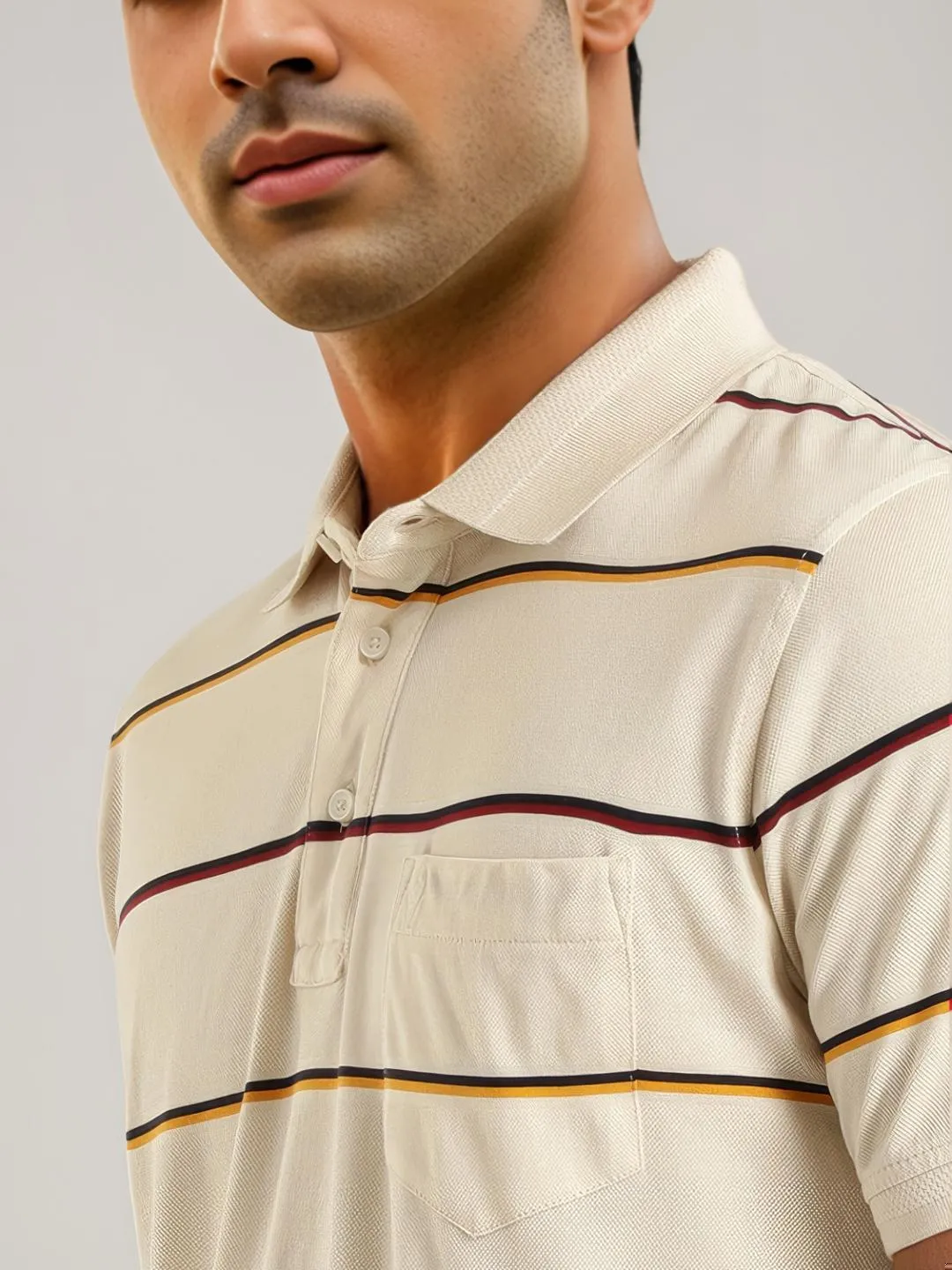 Men Striped Polo T-Shirt