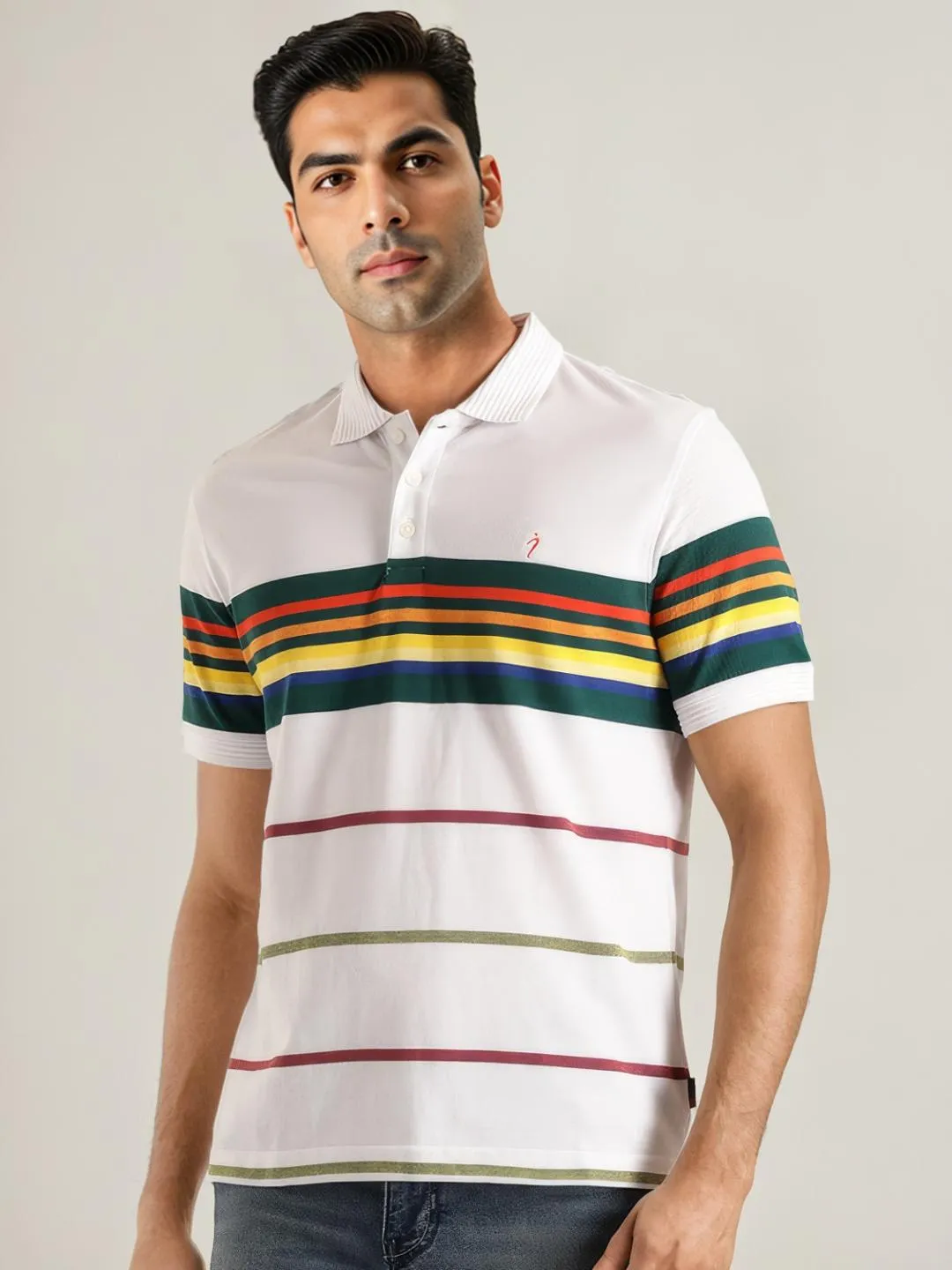 Men Striped Polo T-Shirt