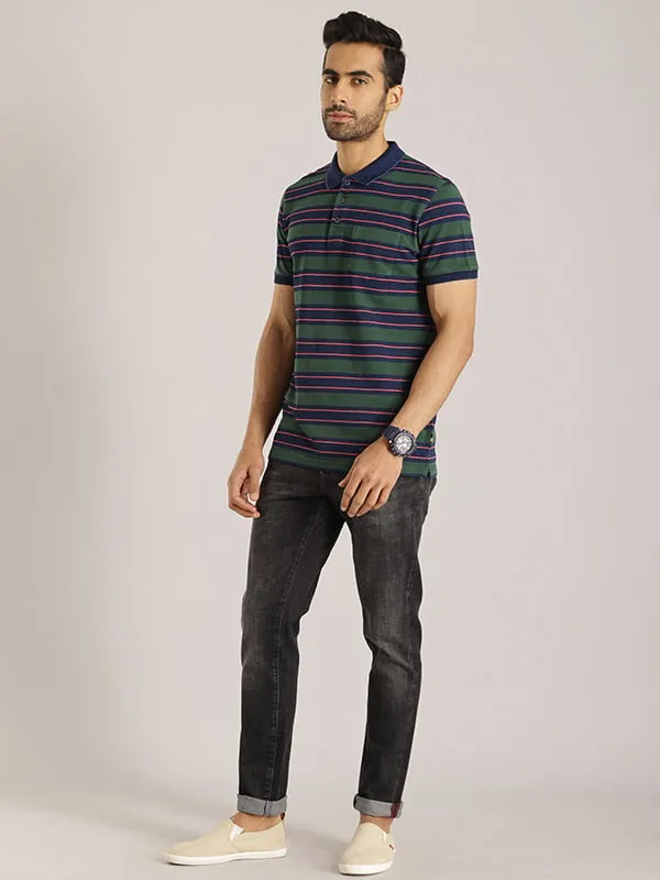 Men Striped Polo T-Shirt