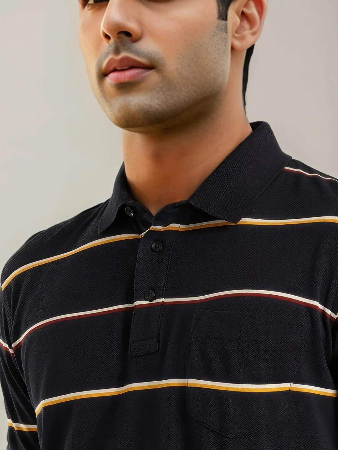 Men Striped Polo T-Shirt