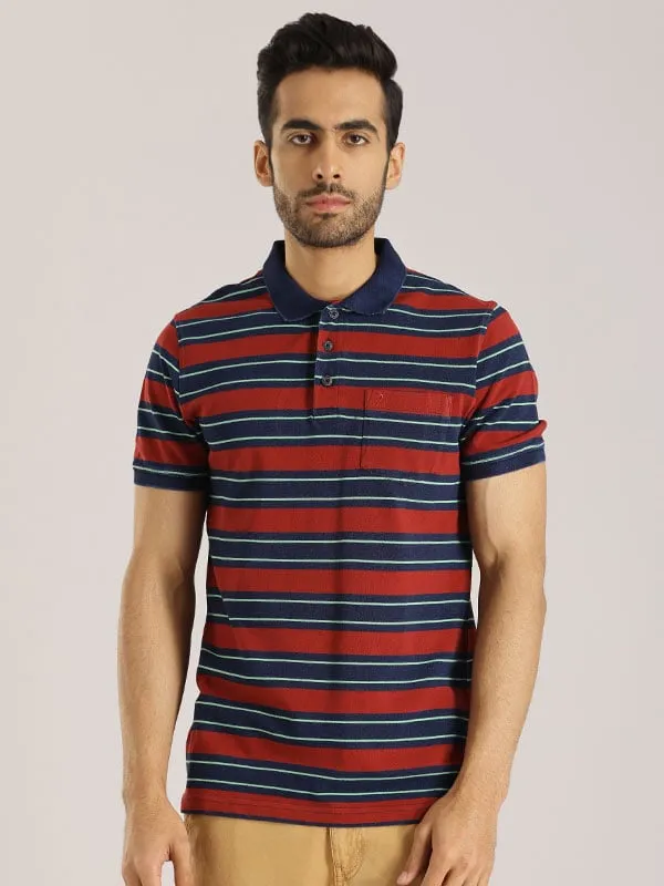 Men Striped Polo T-Shirt