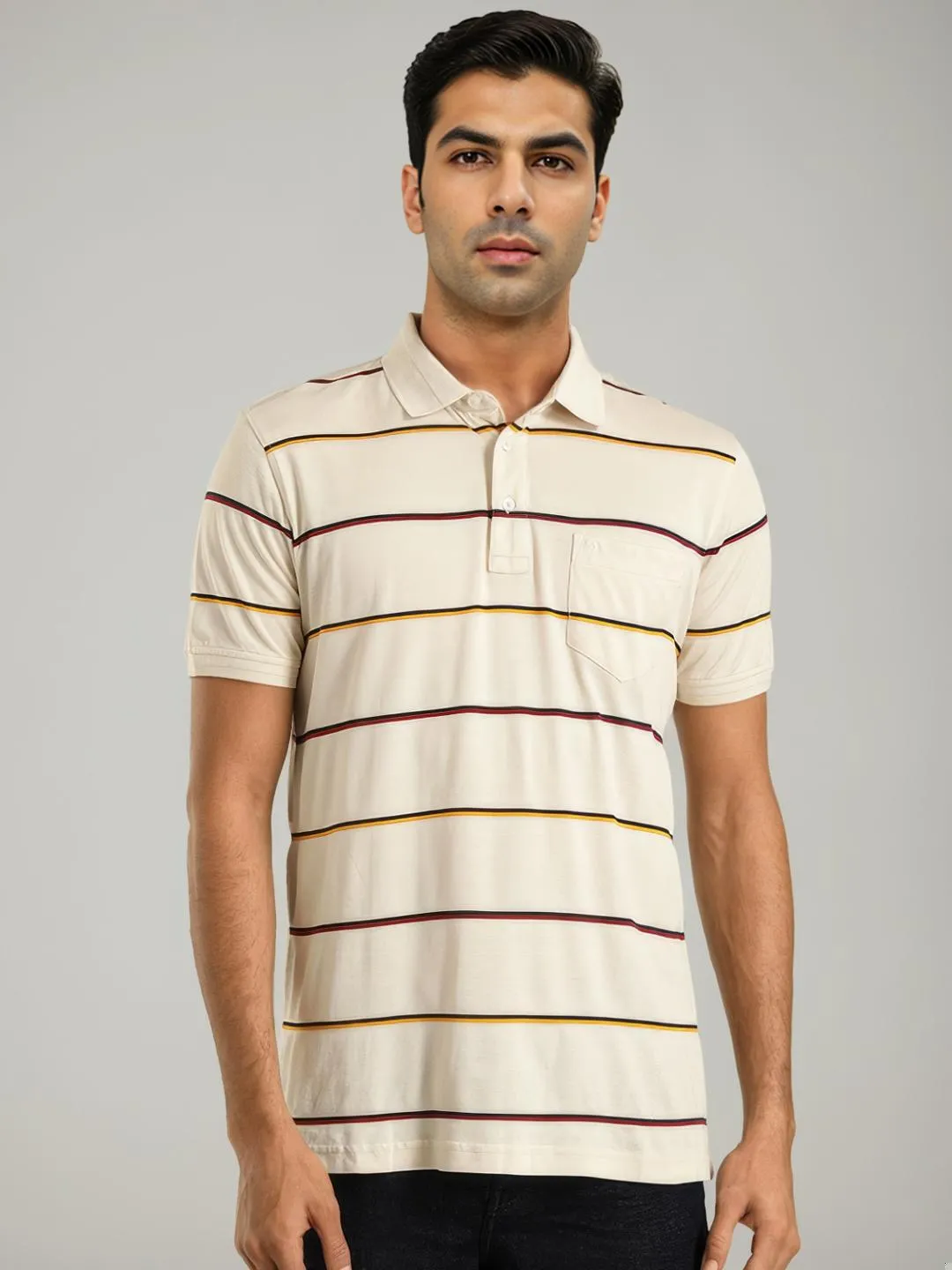 Men Striped Polo T-Shirt