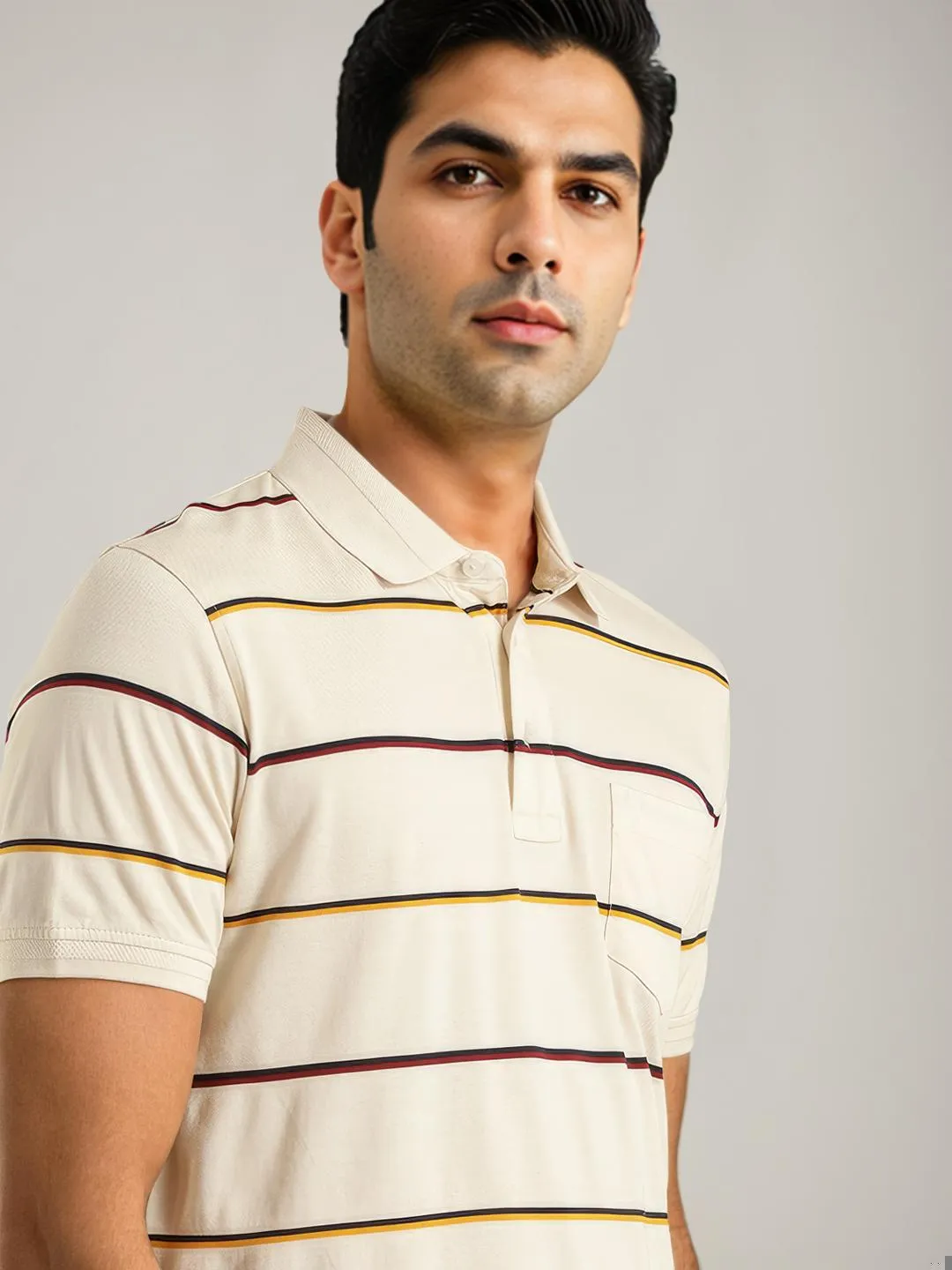 Men Striped Polo T-Shirt