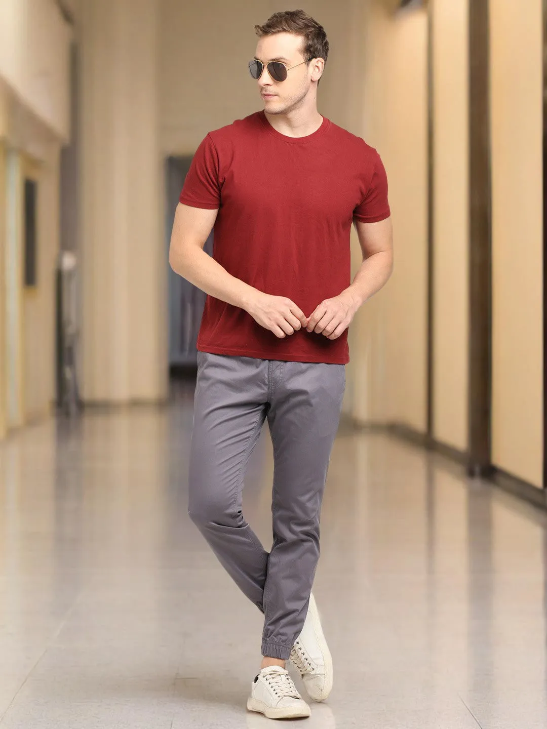 Men Urban Fit Cotton Stretch Trouser