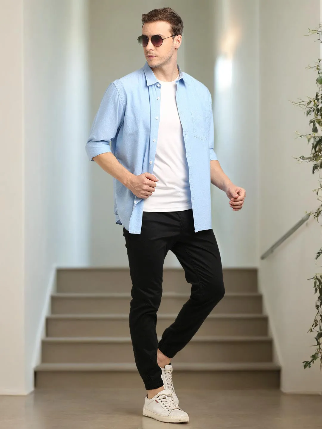Men Urban Fit Cotton Stretch Trouser