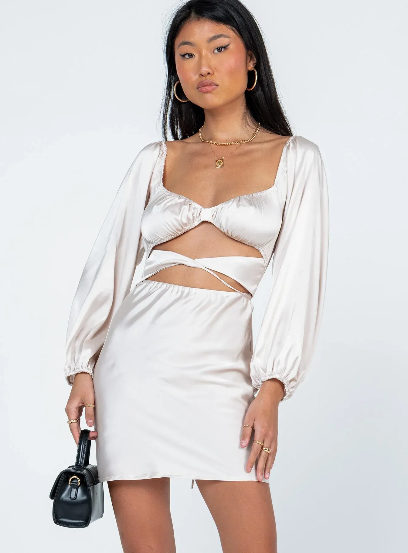 Nakita Long Sleeve Mini Dress Champagne