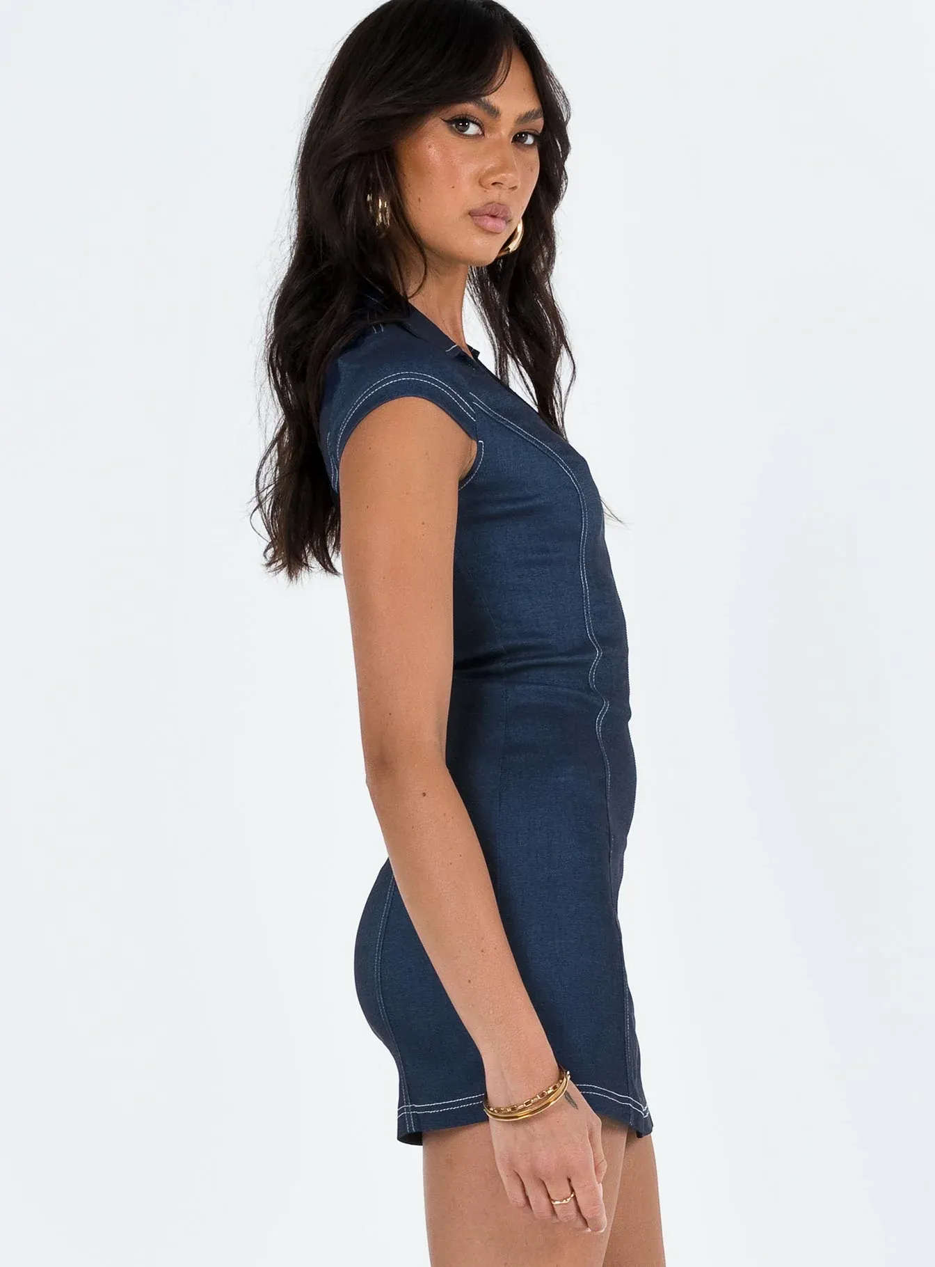Navedo Denim Mini Dress Dark Blue