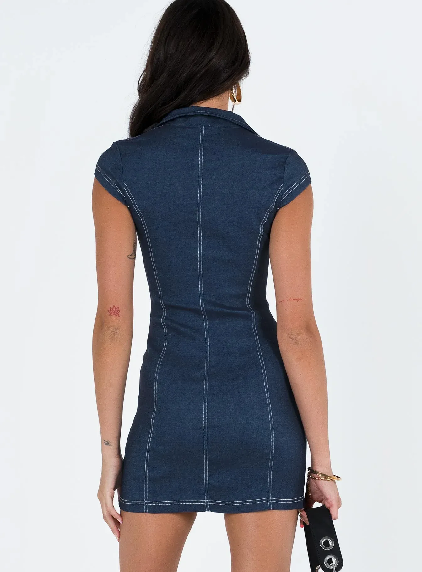 Navedo Denim Mini Dress Dark Blue