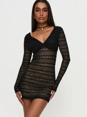 Porchia Long Sleeve Mini Dress Black