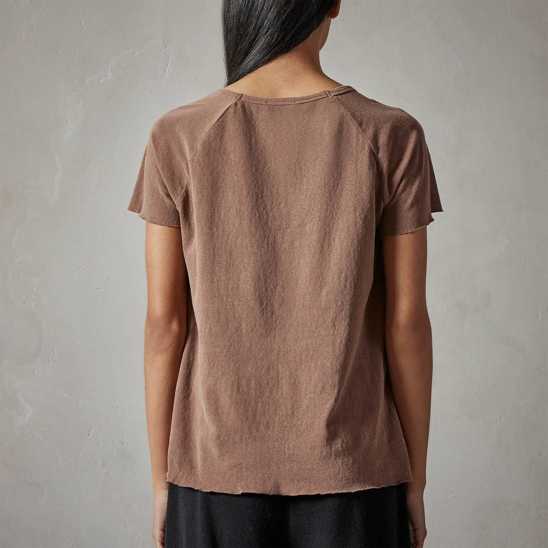Recycled Brushed Jersey Soft V Raglan Tee - Malt Pigment