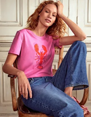 Relaxed Novelty T-Shirt-Pink Rose. Lobster