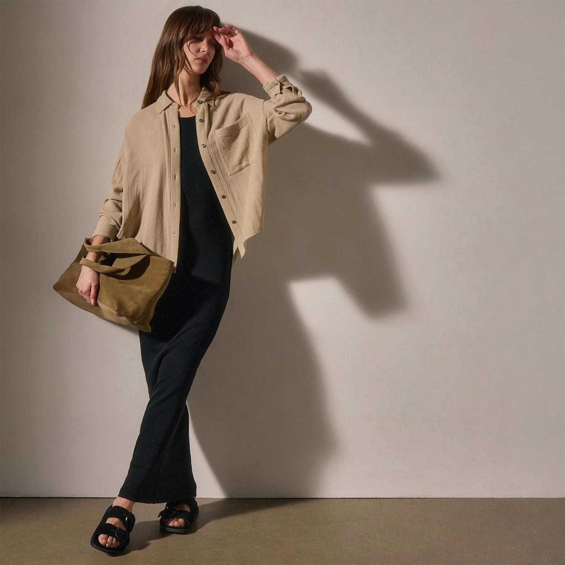 Relaxed Wool Blend Shirt - Biscuit