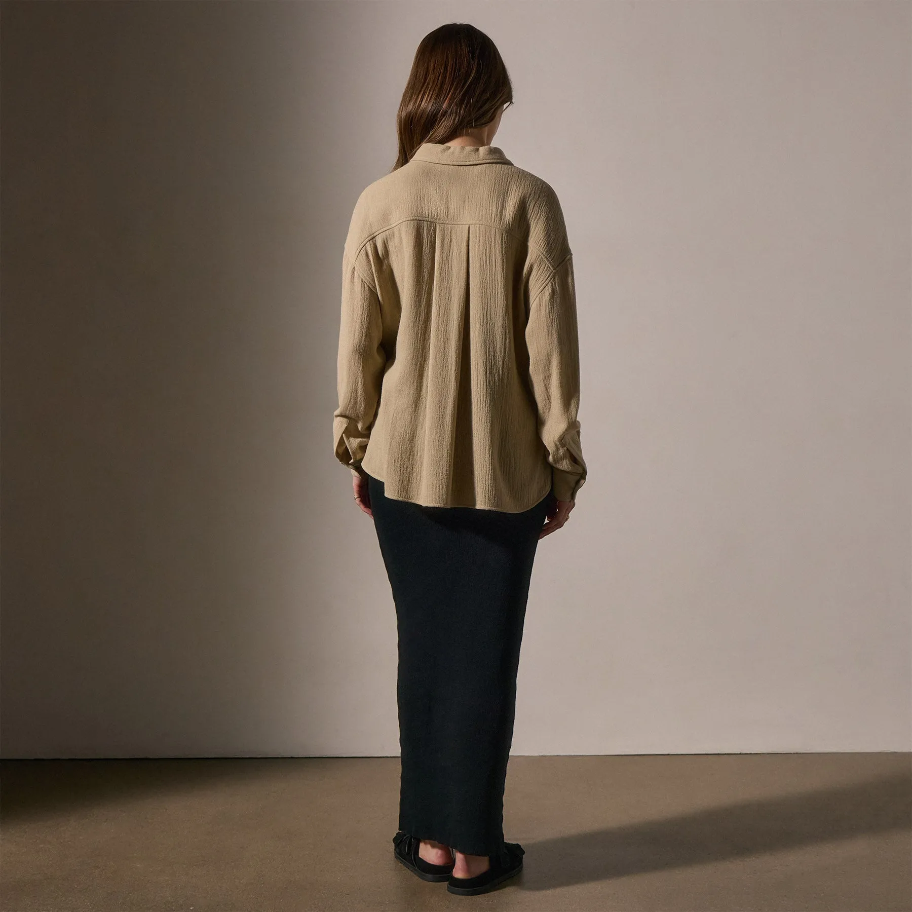 Relaxed Wool Blend Shirt - Biscuit