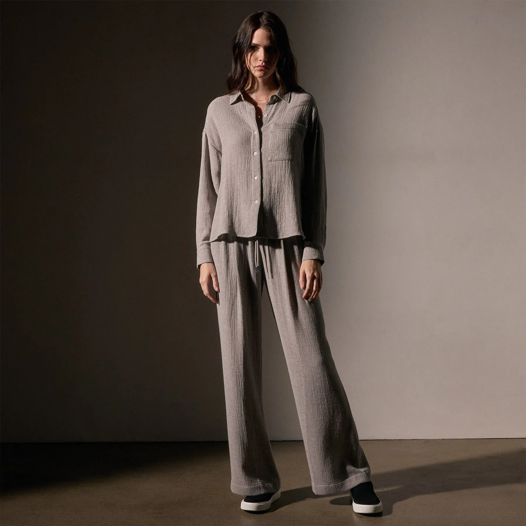 Relaxed Wool Blend Shirt - Silver Wheat
