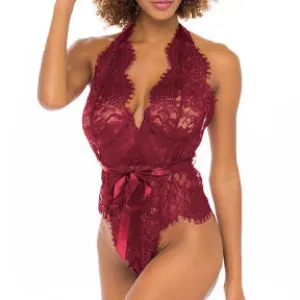 Rhubarb Lace Teddy - S/M