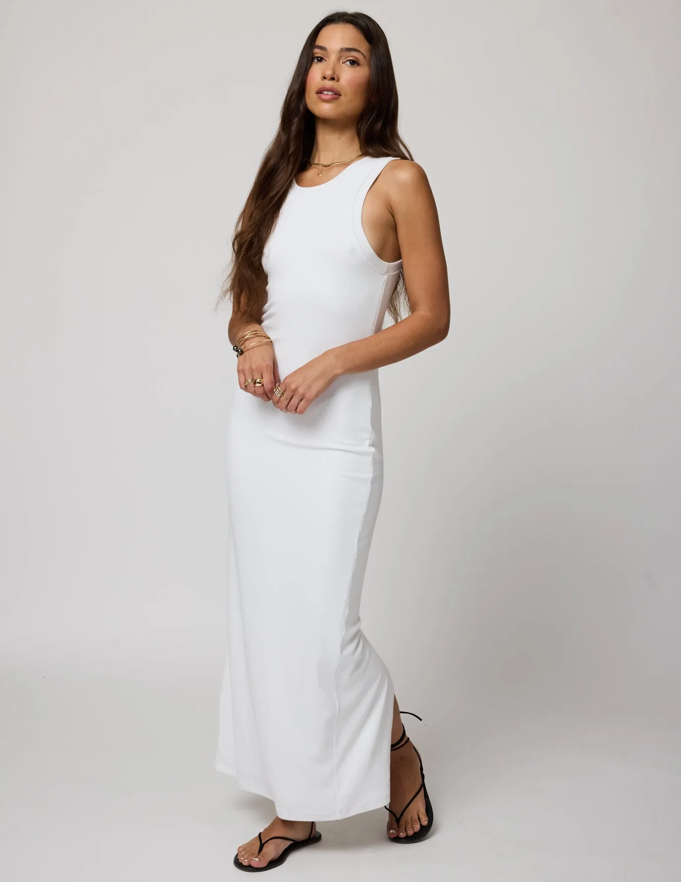 RIB HIGH NECK MAXI DRESS
