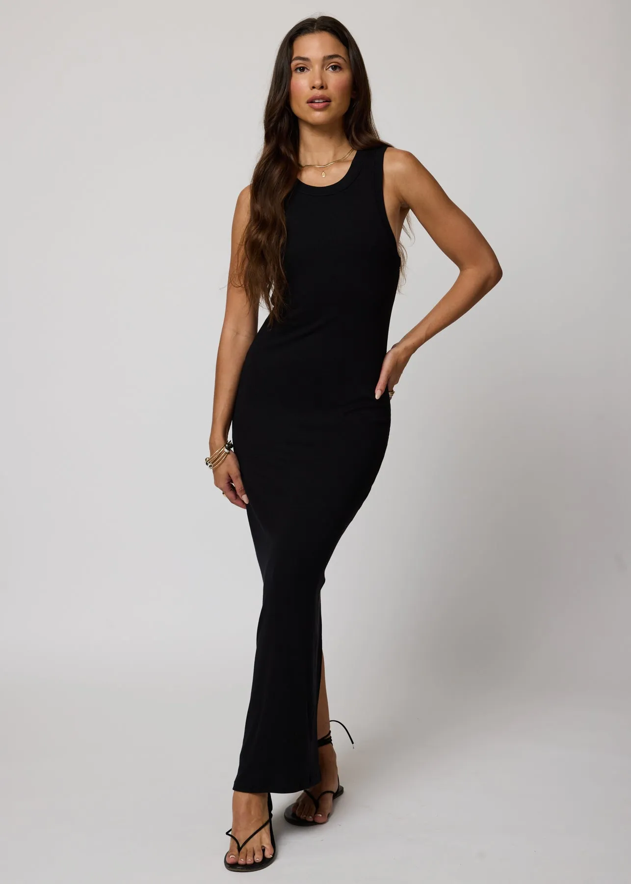 RIB HIGH NECK MAXI DRESS