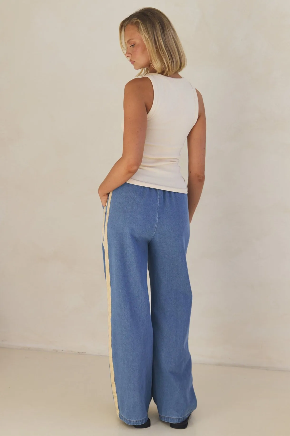 Rosalie Racer Stripe Pant (Light Blue)