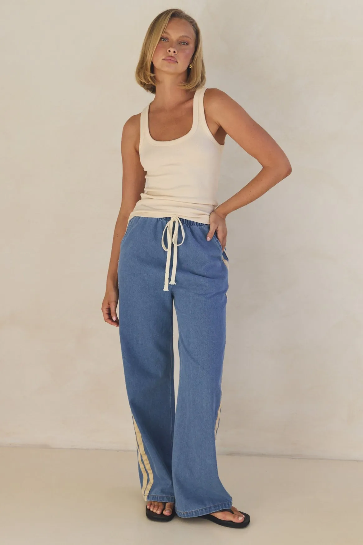 Rosalie Racer Stripe Pant (Light Blue)