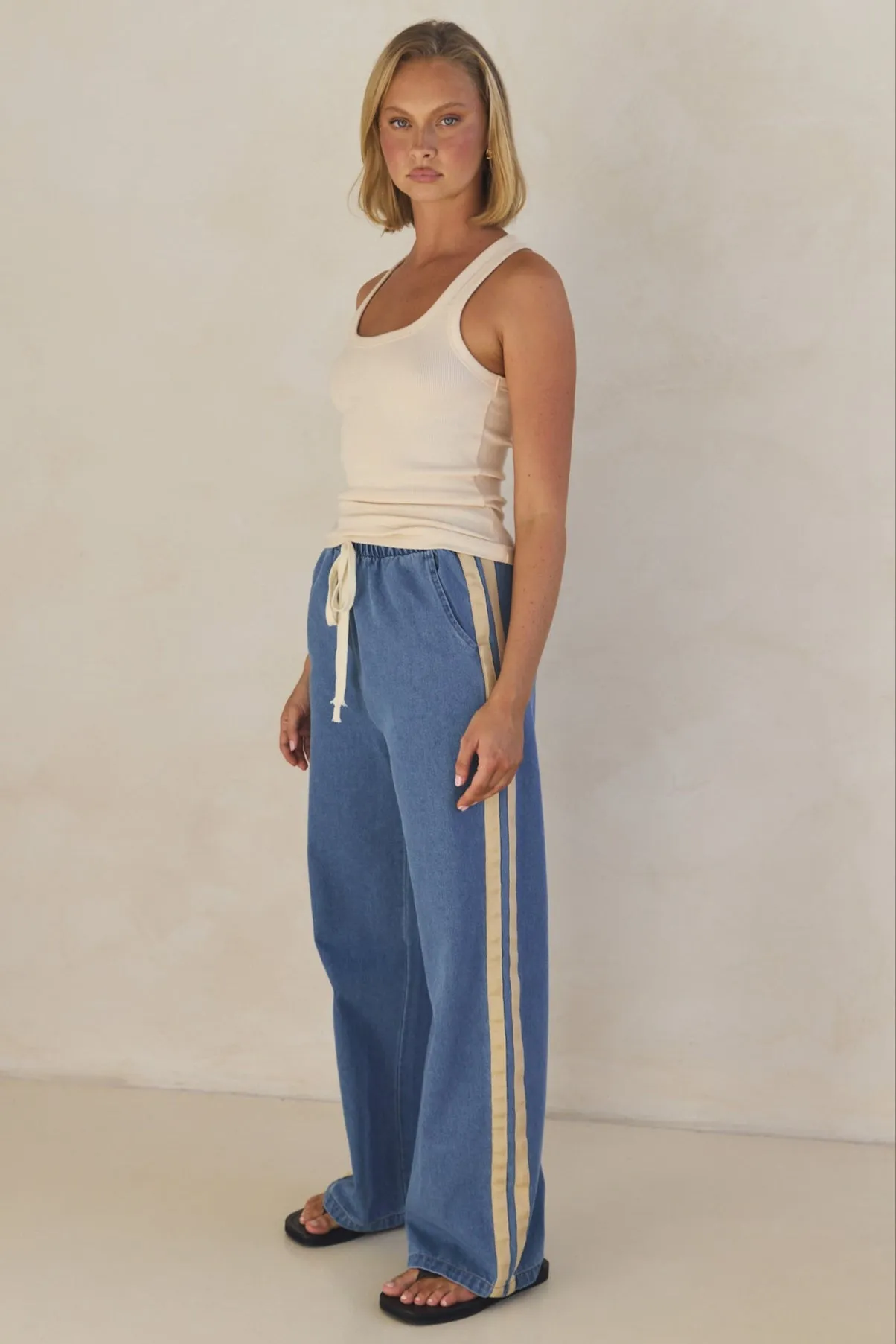 Rosalie Racer Stripe Pant (Light Blue)