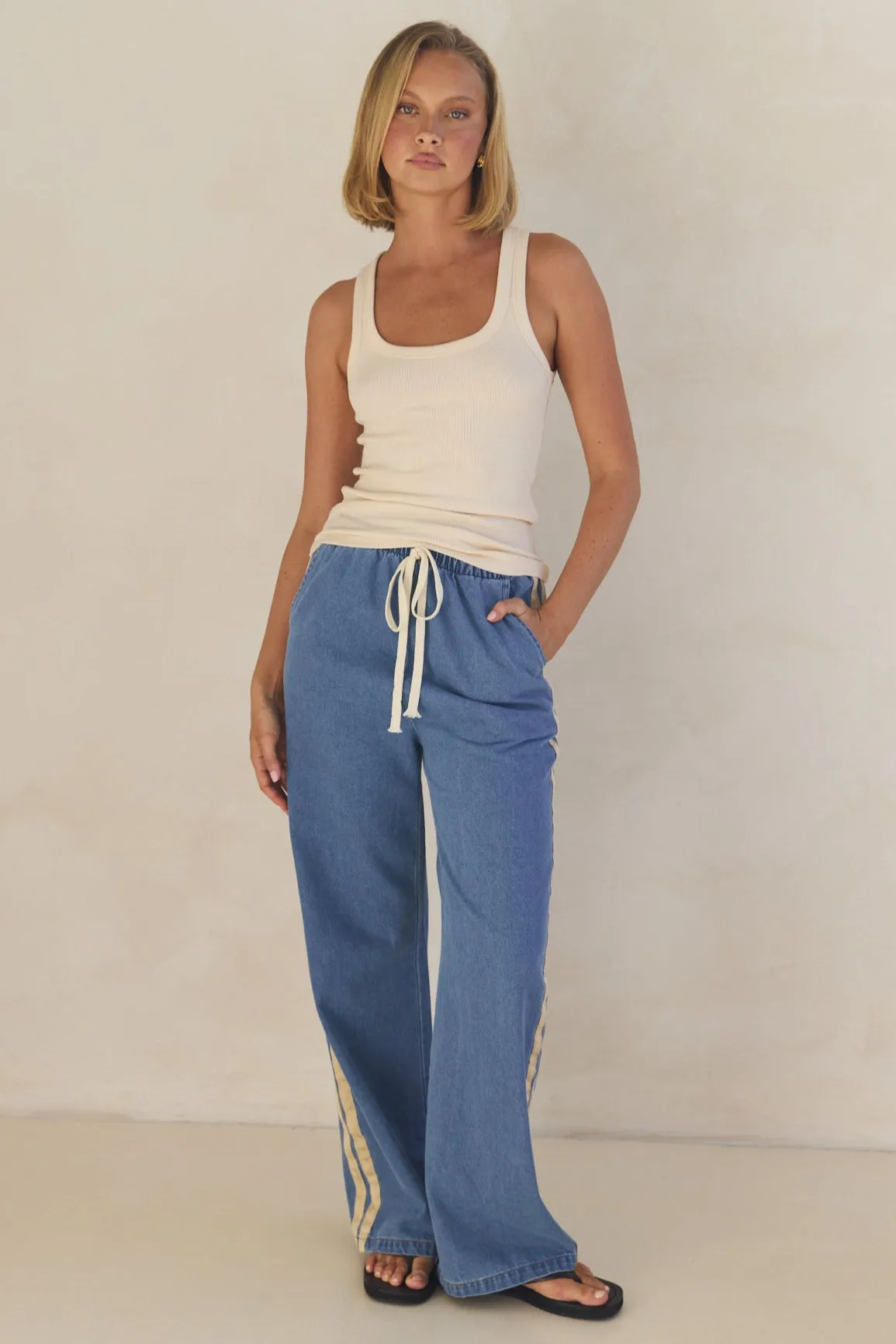 Rosalie Racer Stripe Pant (Light Blue)