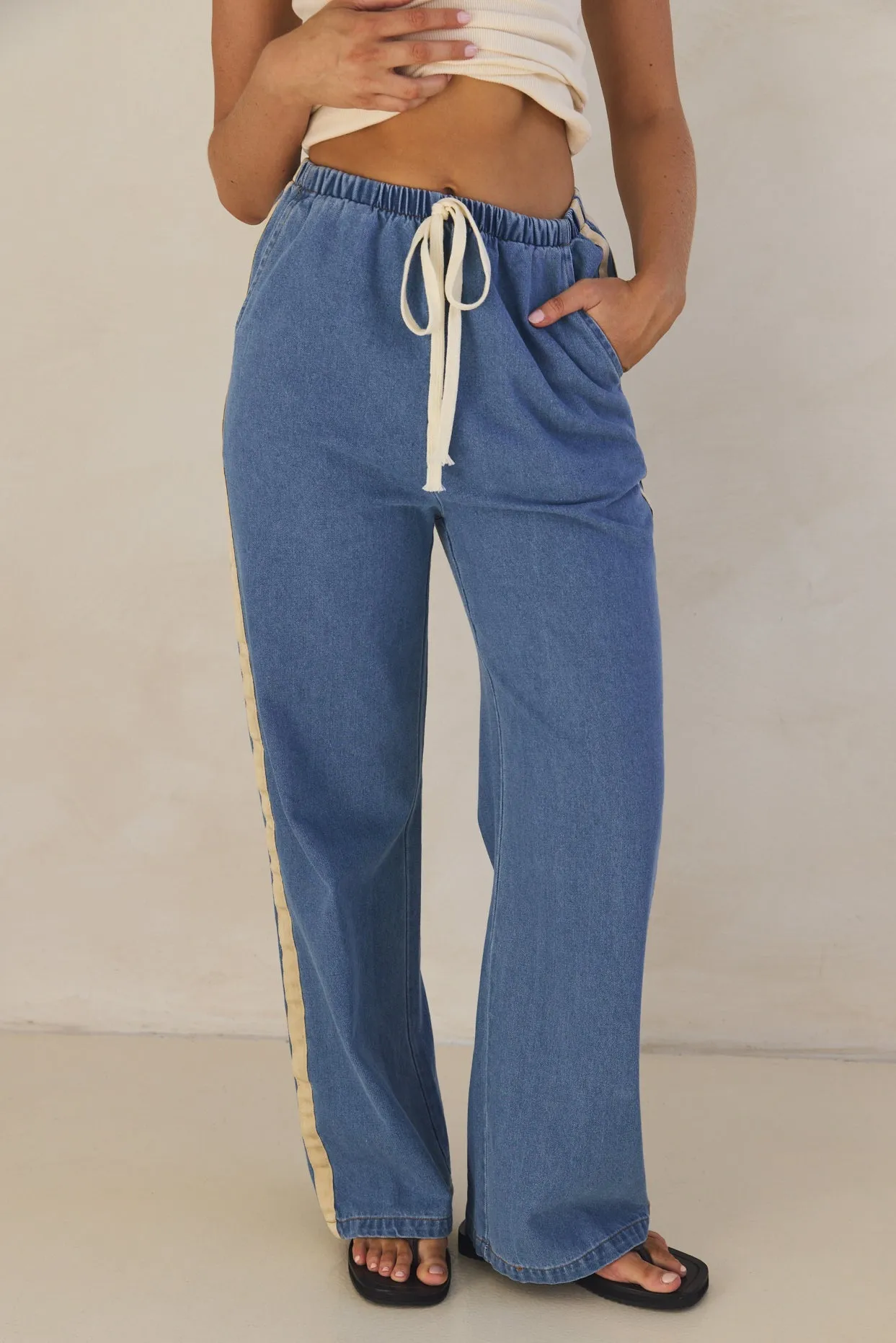 Rosalie Racer Stripe Pant (Light Blue)