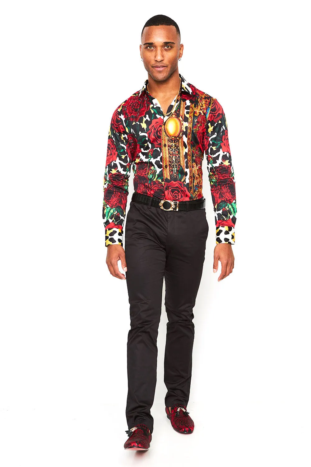 ROSES AND THORNS Rhinestone Long Sleeve Shirt