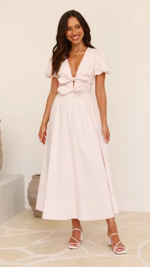 Sharni Bow Midi Dress - Soft Pink