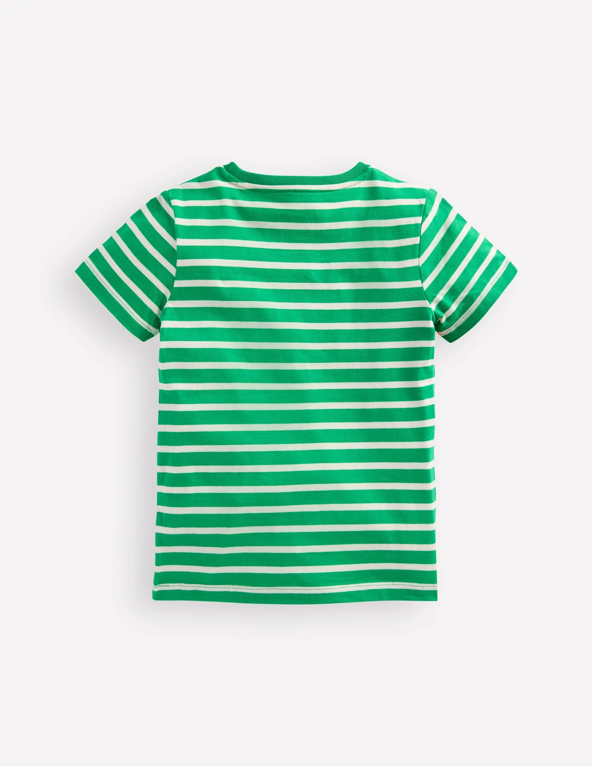Short Sleeve Appliqué T-shirt-Bright Green Striped Monkeys