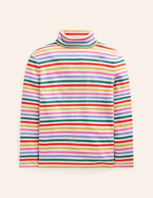 Super Soft Roll Neck Top-Multi Stripe