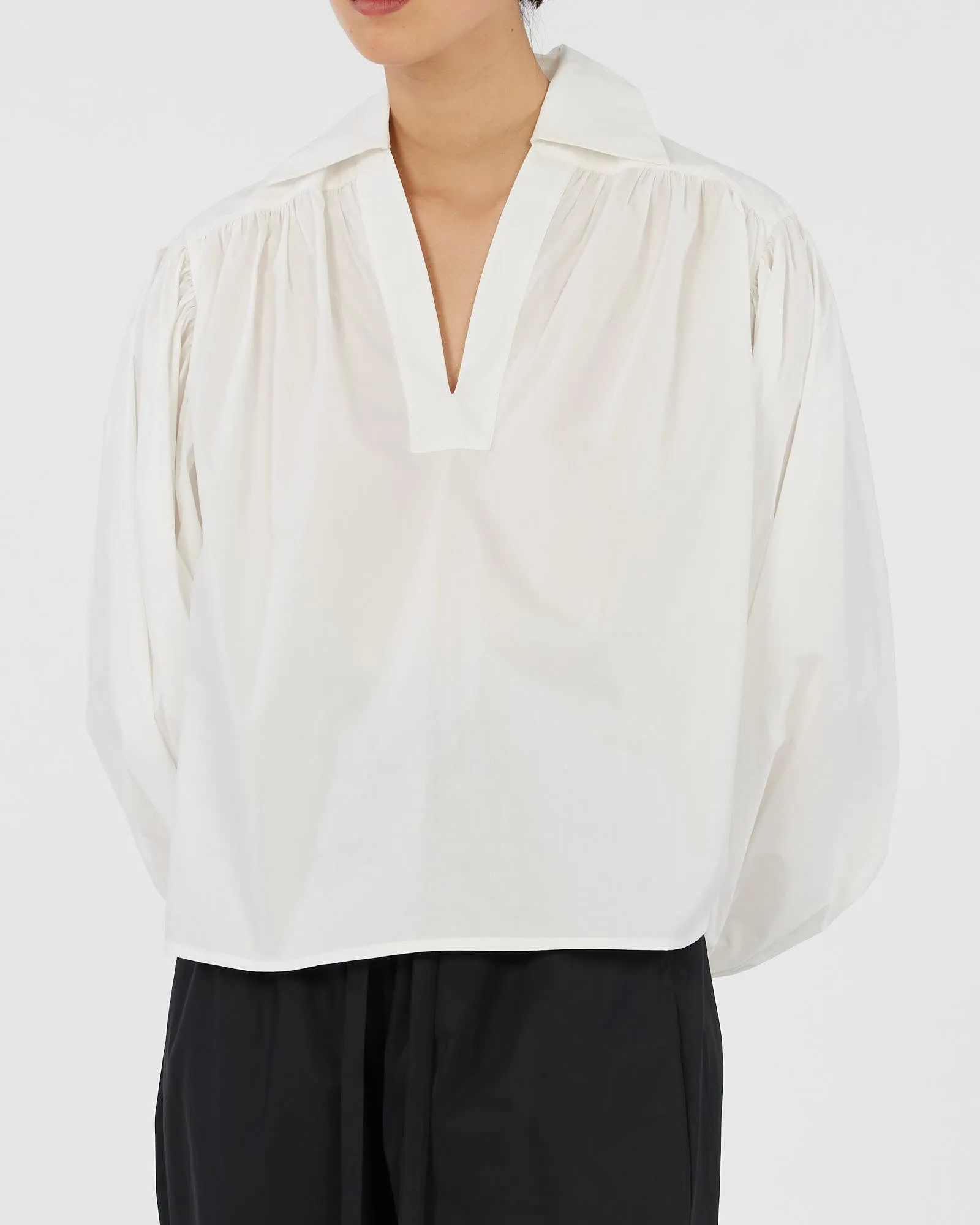 Tahlia Cotton Poplin Blouse - White