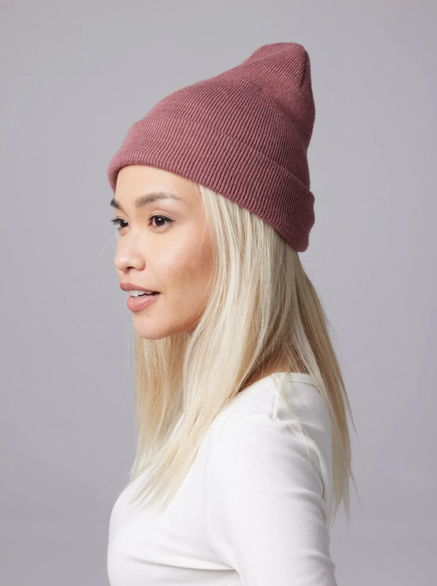 Tall Cuff Beanie - Deep Mauve
