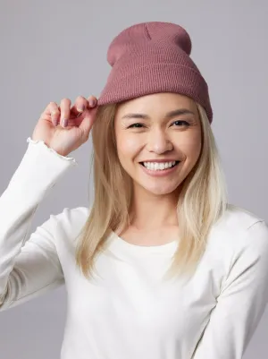 Tall Cuff Beanie - Deep Mauve