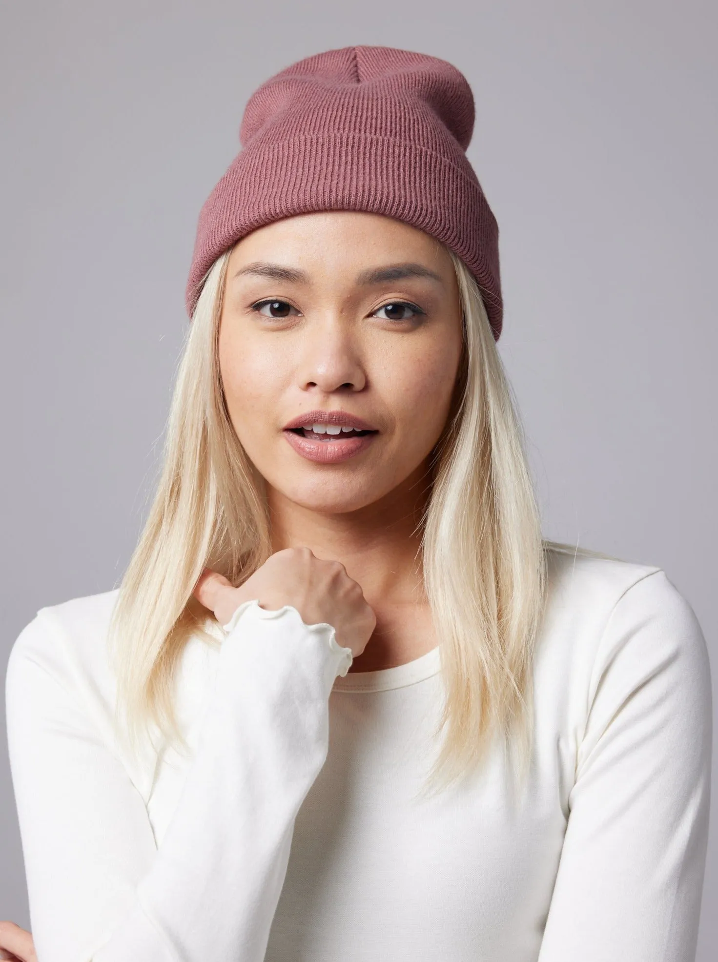 Tall Cuff Beanie - Deep Mauve