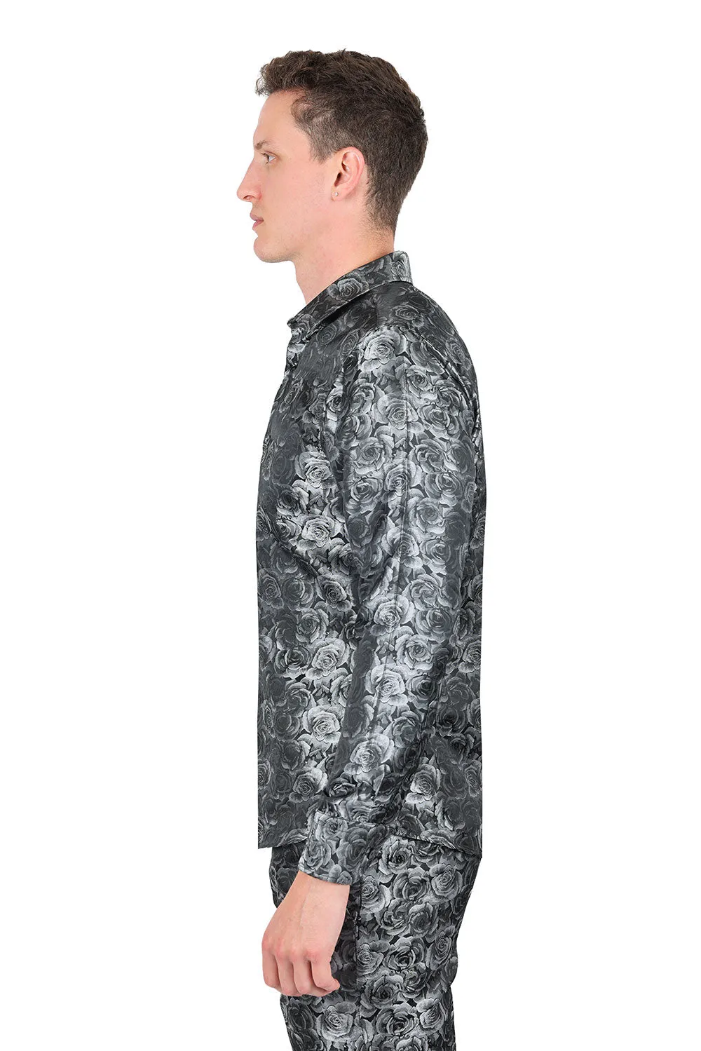 TWO TONE FLORAL Long Sleeve Shirt