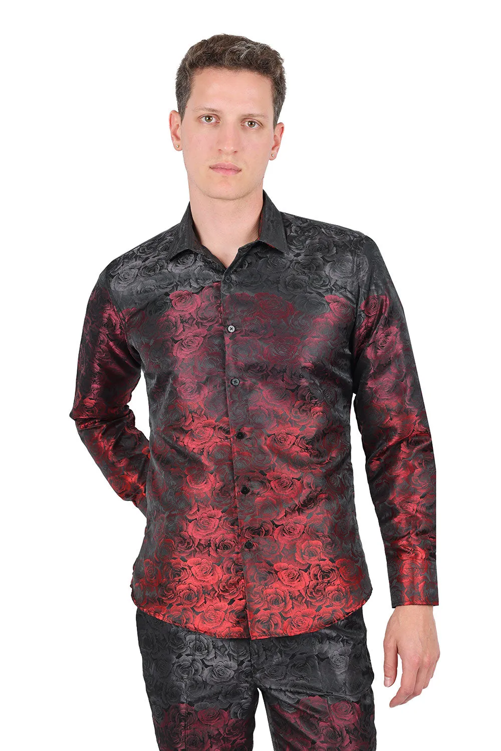 TWO TONE FLORAL Long Sleeve Shirt
