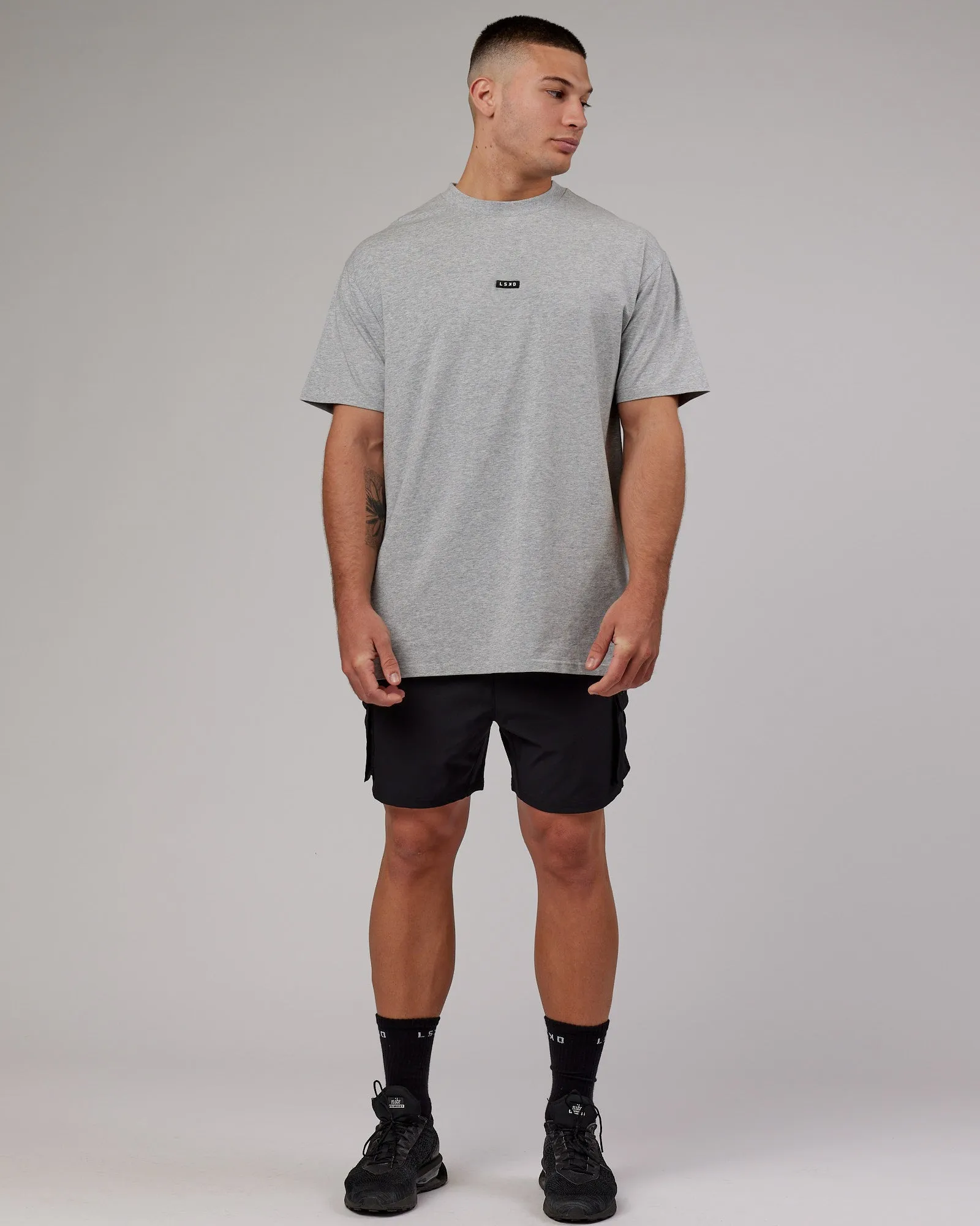 Unisex Fundamental FLXCotton Tee Longline Oversize - Light Grey Marl