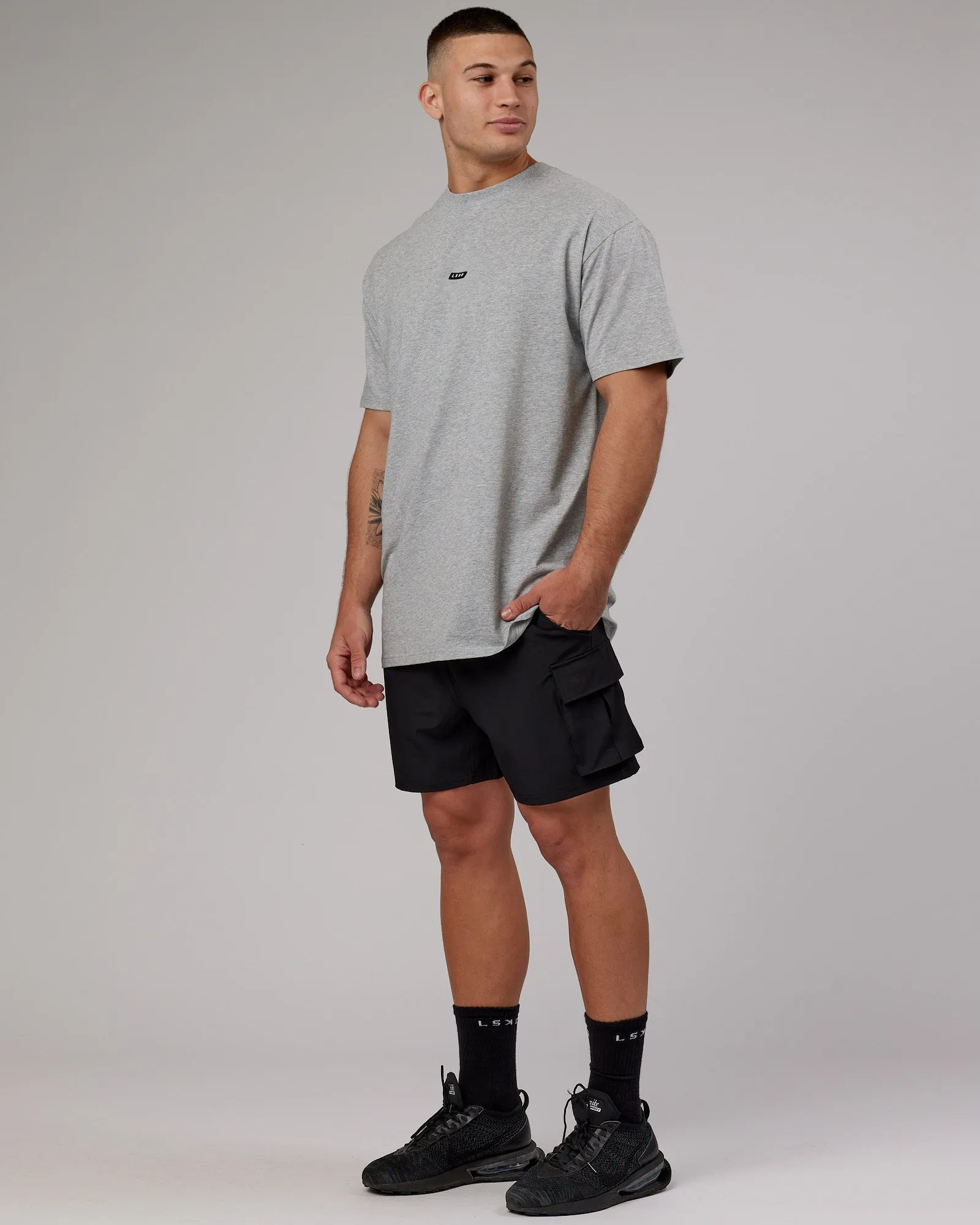 Unisex Fundamental FLXCotton Tee Longline Oversize - Light Grey Marl